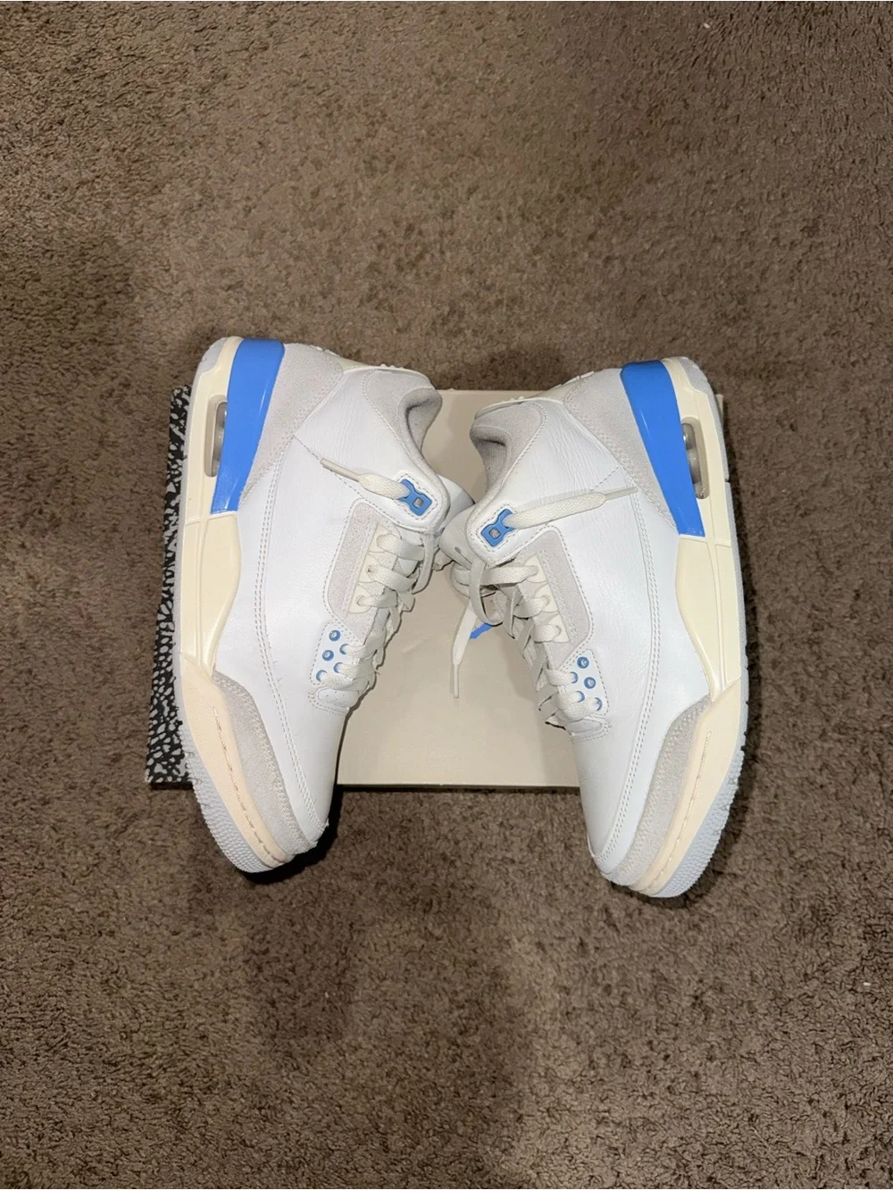 Jordan Men's White Sneakers with Light Blue Accents